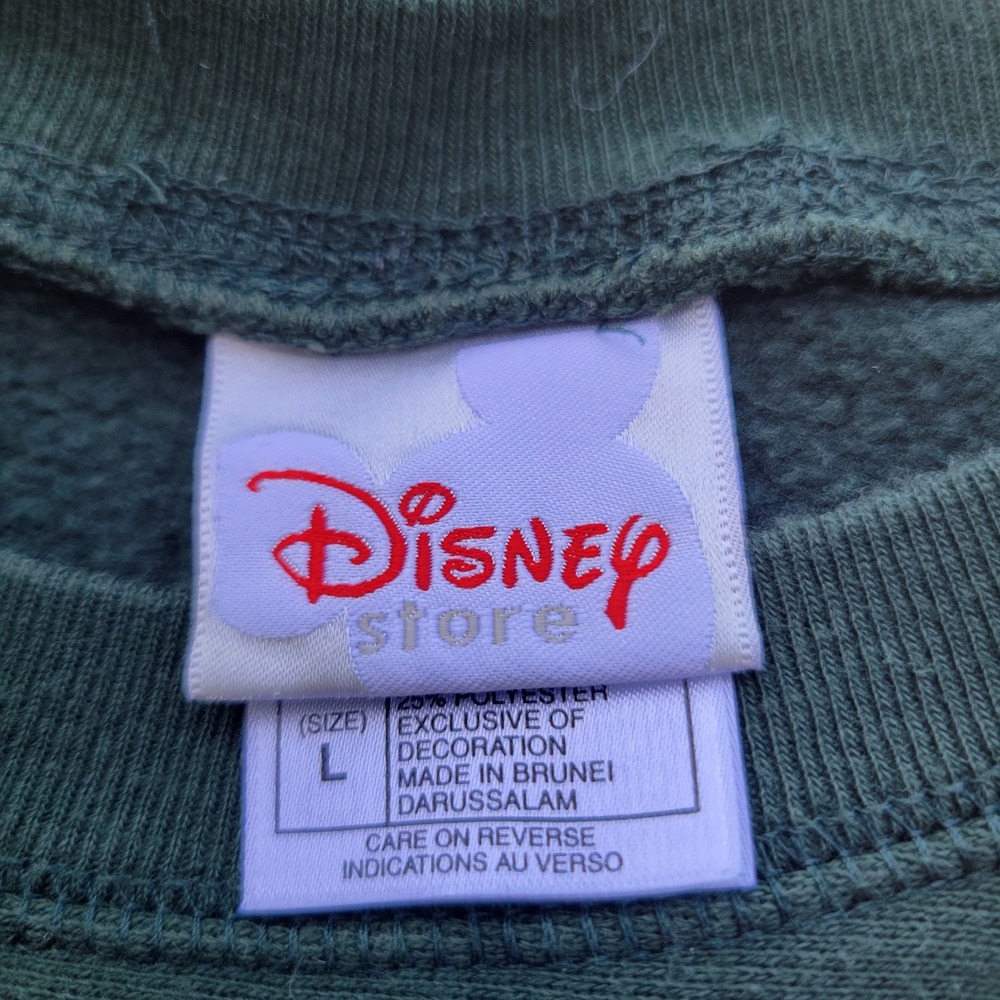 Vintage Disney Store Mickey Mouse Sweatshirt Green Crewneck Felted Outline Sz L - Picture 5 of 7